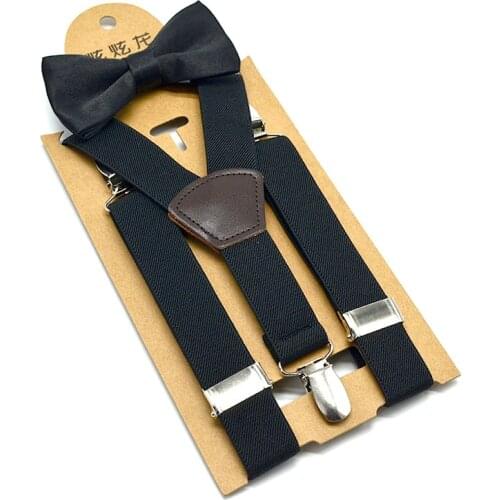 Children New High Elastic Bow-knot Set Kids Baby Boy Toddler Party Wedding Matching Braces Suspenders Fashion Luxury Bow Tie Set