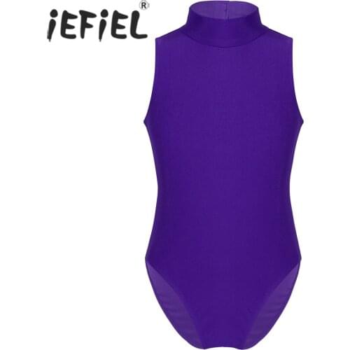 Childrens Professional Ballet Tutu Dress Body Sleeveless Mock Neck Cutout Back Ballet Dance Gymnastics Leotard Girls Bodysuit