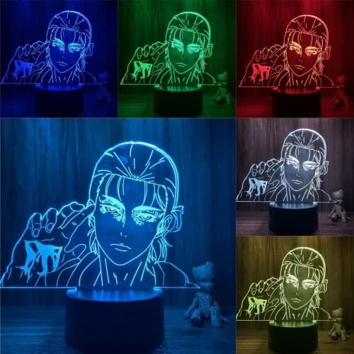 Anime Attack on Titan Eren X Jujutsu Kaisen Manga AOT Action Figure 3D Nightlight 7 Colors Touch Optical Illusion Lamp Gift Deco