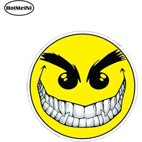 HotMeiNi 13cm x 13cm Car Styling Evil Smiley Happy Face Sticker Printed Decal Car Truck Laptop Motorcycle Locker Car Sticker