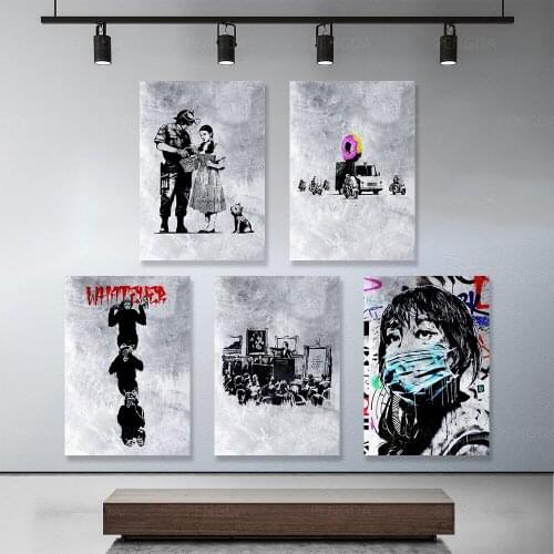 Canvas HD Prints Street Graffiti Pictures Wall Art Minimalist Painting Black and White Home Decor Modular Poster For Living Room