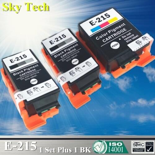 E-215 Compatible Ink Cartridges For T215BK T215CL , For Epson Workforce WF-100 / WF100 . [With Pigment Inside]
