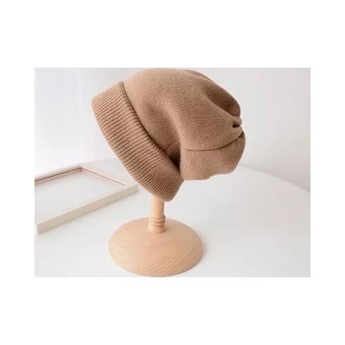 KENSHELLEY European Style High Quality Beanie Double Layer Solid Color Luxury Beanie Thick Wool Slouchy Warm Knitted Beanie
