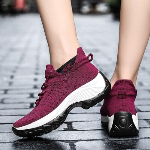 Women Outdoor Walking Running Shoes Mesh Breathable Soft Athletics Jogging Sneaker Slip on Platform Walking Sneakers for Women