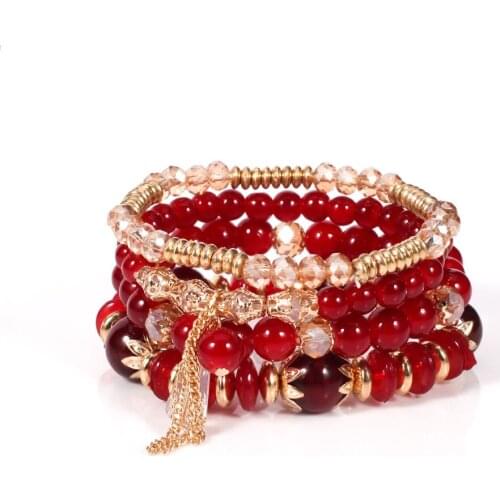 Multilayer Beaded Ladies Bracelets & Bangles Fashion Bohemia Geometric Tassel Cain Bracelets Jewelry Gifts For Women Pulsera