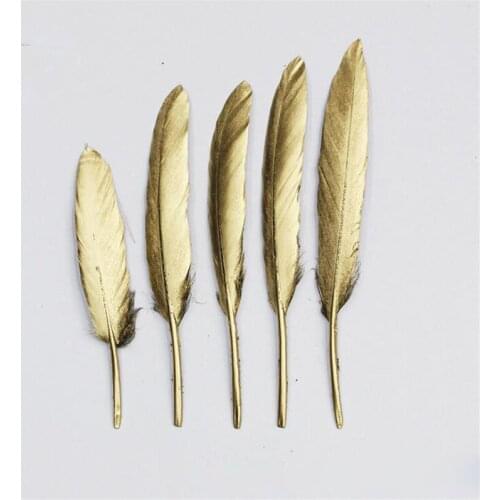 New gold 50 pcs/lot Natural Beautiful gold Goose Feather Decoration 4-6 Inches 10-15 cm Colors for Choosing