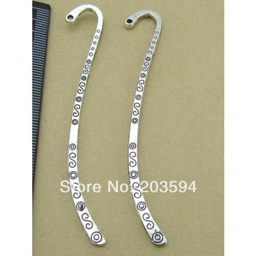 Wholesale 200Pcs /Lots Antique Silver Bookmark Metal Bookmark with loop 86mm