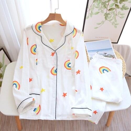 21 Years New Gauze Cotton Women Pajamas Spring and Summer Sweat-absorbent Breathable Obese Pregnant Womens Confinement Pajamas