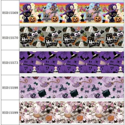 22MM 25MM 38MM 50MM 75mm Printed Pattern Halloween on Grosgrain Ribbon for diy ribbon