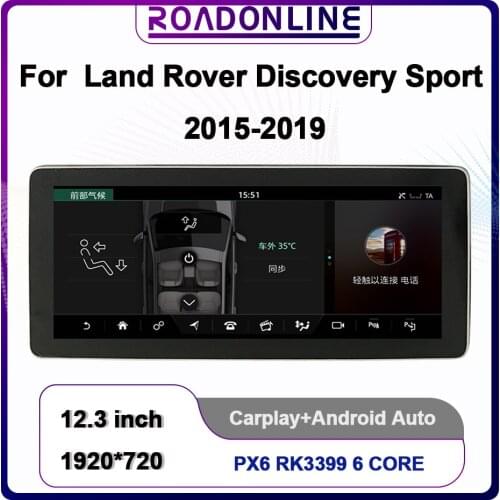 ROADONLINE For Land Rover Discovery Sport 2015-2019 12.3'' Android 9 PX6 6 Core4G+64G Stereo receiver Car Radio
