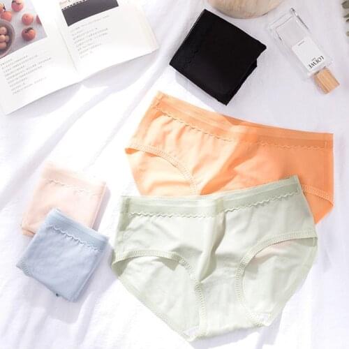 Roseheart Women Fashion Orange Cotton Mid Waist Panties Underwear Lingerie Seamless One-Piece Briefs Underpants M L XL