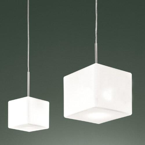 Modern Cubi Pendant Lamp milk white cubic glass cube Suspension Light dinning room restaurant hotel office Italy design lighting