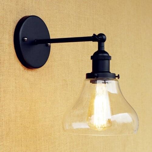 Style Loft Industrial Wall Sconce Glass Lampshade Lampe Edison LED Retro Vintage Wall Lamp Sconce Appliques Murale Lamparas