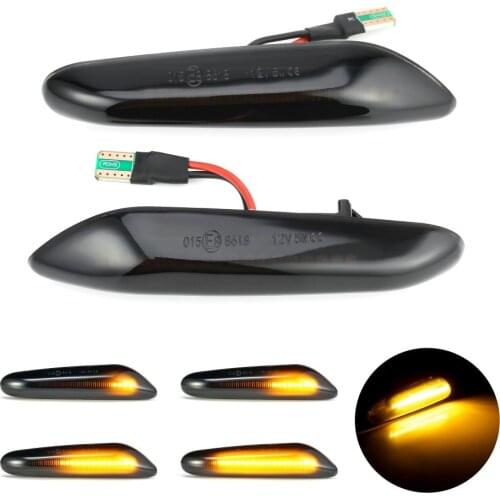 2Pcs LED Dynamic Side Marker Turn Signal Lights For BMW E90 E91 E92 E60 E87 E82 E46 Sequential Blinker Car Door Streamer Lamps
