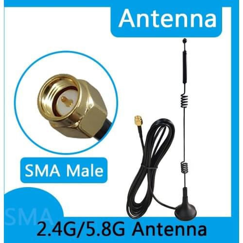2pcs 15dbi 5.8G high-gain wifi Antenna 2.4G antena SMA Male Connector Magnetic base for Radio Signal Booster Wireless Repeater