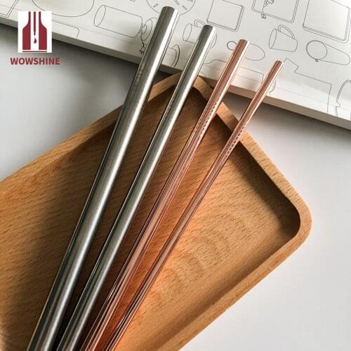 Wowshine 4pcs Metal Straight Drinking Straw With Ecological Bag Stainless Steel Straw+4Brush Food Grade 6MM*8MM*9.5MM*12MM