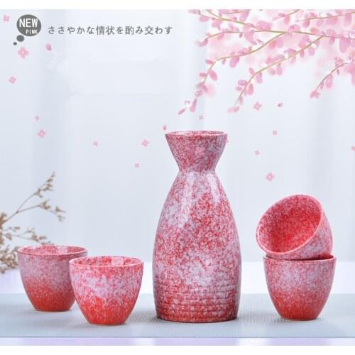 Japanese Warm Wine Flask Yellow Liquor Sake Set Ceramic Wine Jug Divider Cherry Blossom Vintage Drinkware For Bar Set Home Gifts