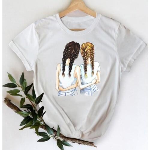 T-shirts Women 2021 Printing Clothing 90s Trend Cartoon Sister Friends Clothes Stylish Tshirt Top Lady Print Ladies Tee T-Shirt
