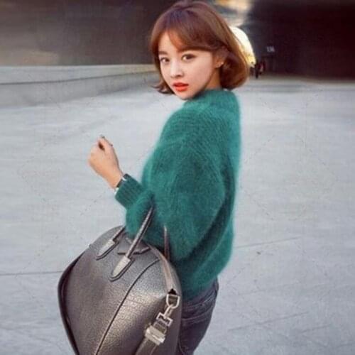 Autumn Winter Women Mohair Thicken Turtleneck Sweater Sweet Fashion Lantern Sleeve Casual Solid Color Pullover pull femme