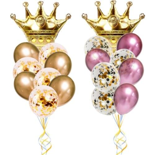 Gold Crown Foil Balloons 1st Birthday Decorations Adult for 18th Birthday Party Balloon blue Latex Prince Princess Baby Shower
