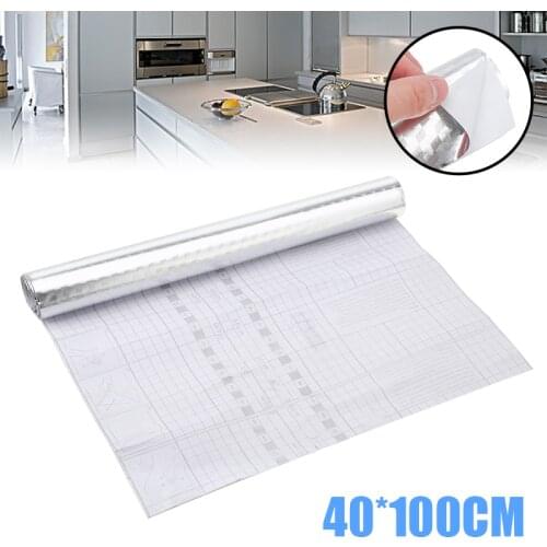 1 Roll Wall Sticker Kitchen Waterproof Oil-Proof Foil Stickers For Kitchen Supplies Self Adhesive Wall Cabinet Sticker DIY Wallp