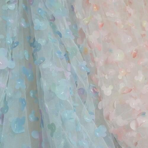 1 Yards 3D Colorful Mice Lace Fabric Ombre Bridal Fabric For Flower Girl Dress, Party Dress, Summer Dress, Toddle Dress
