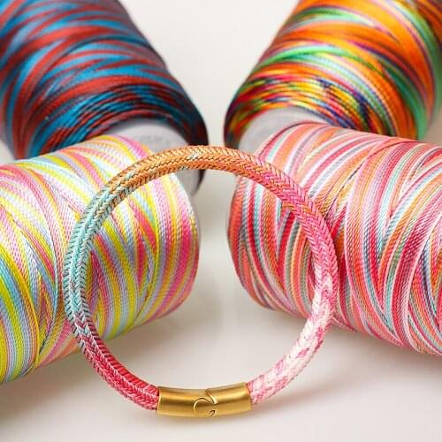 12 Strands Dyed Thread Handmade Multicolored Gradient Braided Rope 250 Meters Golden Rope For Necklace Bracelet DIY Keychain