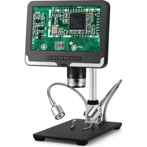 2MP 200X Digital Microscope with 7-Inch LCD Display Video Camera Microscope Adjustable 1080P Scope Soldering Tool wit Fill Light