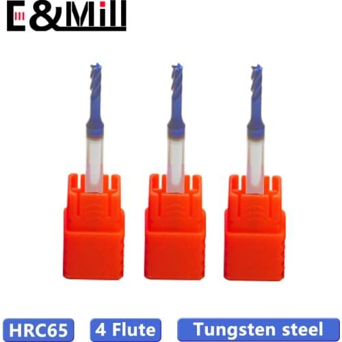 HRC65 Tungsten Steel Alloy 4 Flute Hardened Steel for Hardened Steel and Stainless Steel Long Neck Deep Groove Milling Cutter