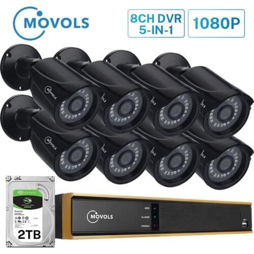 Movols 8CH CCTV camera System H.265 1080p Security Surveillance camera DVR kIt waterproof Outdoor home Video Surveillance System