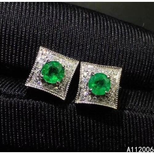 KJJEAXCMY fine jewelry 925 sterling silver inlaid natural emerald ear studs luxury ladies earrings support testing