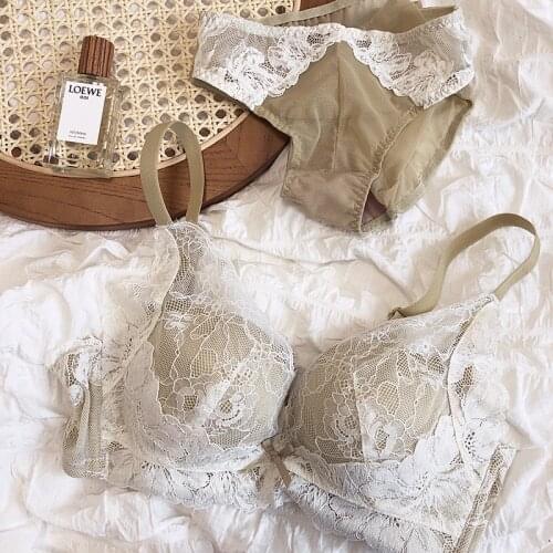 2020 Fall Japanese Thicken Push Up Comfortable Bra And Panty Cute Girl Chiffon Bra Set Embroidery Fashion Underwear Sets