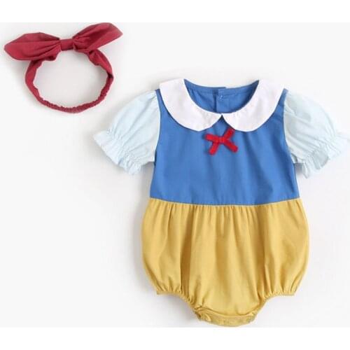 Summer Baby Girls Clothes Lovely Princess Style Infant Baby Girls Cotton Short Sleeve Jumpsuit Toddler Baby Girl Romper