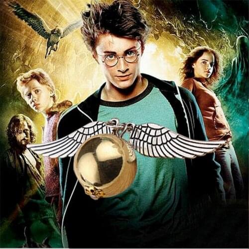 Hot selling 1 pcs Fashion retro Deathly Hallows Necklace Gold Snitch Exquisite Ball Wings Feather Necklaces & Pendants Choker