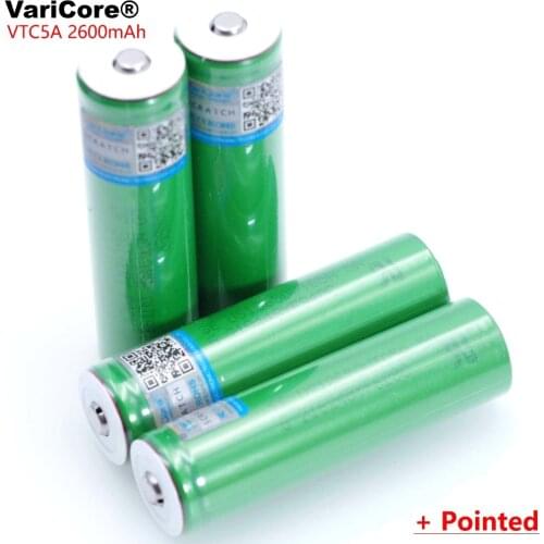 VariCore VTC5A 2600mAh 3.6V 18650 Lithium Battery 30A Discharge for US18650VTC5 batteries +Pointed