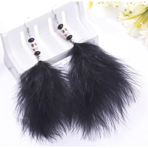 Cute Sexy Feather Halloween Earrings for Women Horror Skull Dangle Earrings 2021 New Gothic Party Jewelry Nightclub Accessories