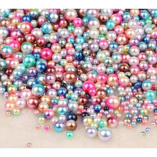 Fashion 6/8/10mm Round Multi Color No Hole Acrylic Imitation pearl beads Loose beads For DIY Scrapbook Decoration Crafts Making