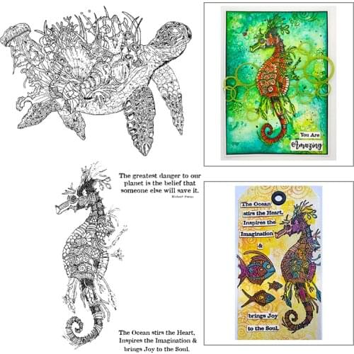 2021 New Animal Sea Turtle and Hippocampus Pattern Clear Stamps For DIY Making Greeting Card Scrapbooking No Metal Cutting Dies