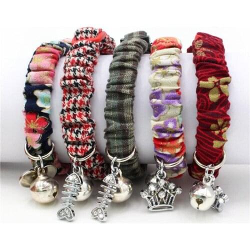 Cat Bell Collar For Cats Collier Pour Chat Elastic Japanese Cat Collar With Bell Quick Release Supplier Fabric Pleated Elegant