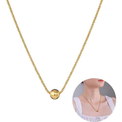 Acheerup Simplicity Bead Woven Chain Stainless Steel Necklace For Women Gold/Silver Vintage Jeweley Girls Gift Free Shipping