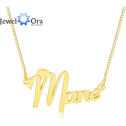 JewelOra Customized Nameplate Necklace with Heart Personalized Letter Name Pendants for Women Jewelry Anniversary Gifts