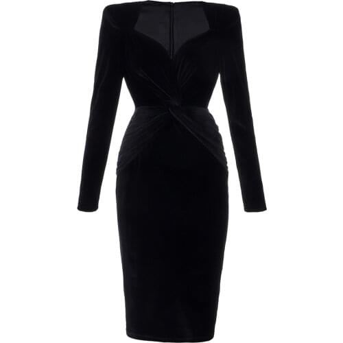 New Sexy Women Dresses Elegant Black Velvet Woman Party Club Celebrity Summer Autumn Dresses Bodycon Long Sleeveless Clothes