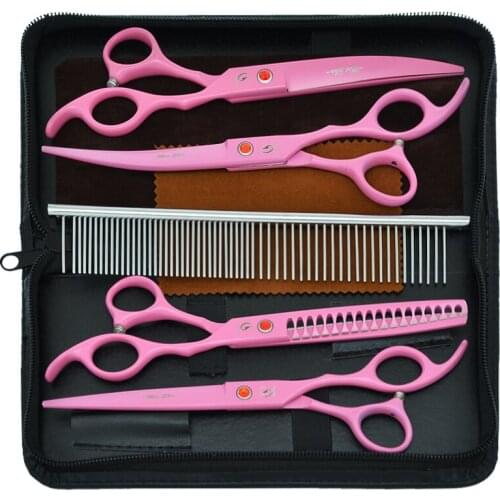 7" Professional Pet Scissors for Dog Grooming Straight Curved Shears Animal 40% Cut Off Thinning Trimmers Dog Accessories B0036A
