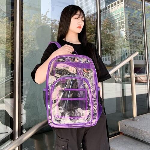 Large Capacity Waterproof Women Backpack Girls Transparent School Book Bag Female Jelly Shoulder Bags Multi Pockets Travel Bag