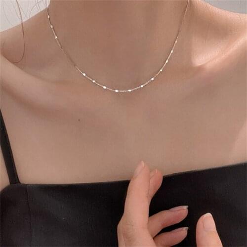 925 Sterling Silver Link Chain Necklaces & Pendants Choker Statement For Women Jewelry dz613