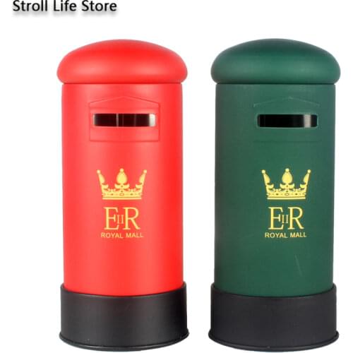 British Retro Childrens Coin Cash Box Money Saving Box Desktop Money Jar Metal Pen Holder Mailbox Alcancia Gift Ornaments FP080