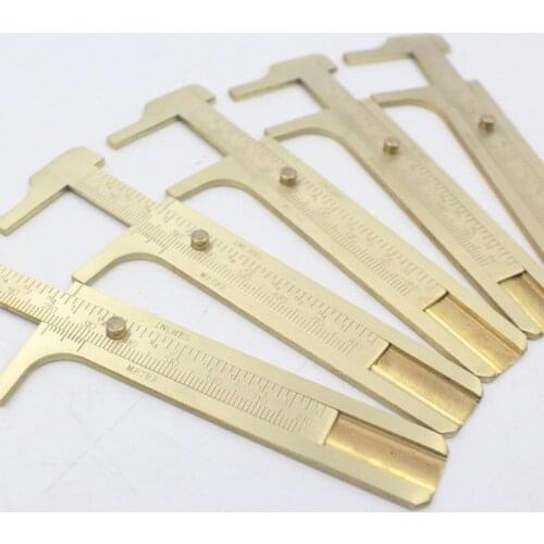 1 Pcs Portable Retro Copper Plated Double Scale Vernier Caliper DIY Tool Mini Walnut Ruler Professional Measuring