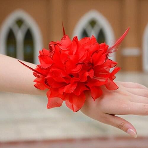 Bridal Wedding Party Flower Headband Elastic Pin Hair Wrist Band Corsage Decor Wristband pin hair wrist corsage brooch dance