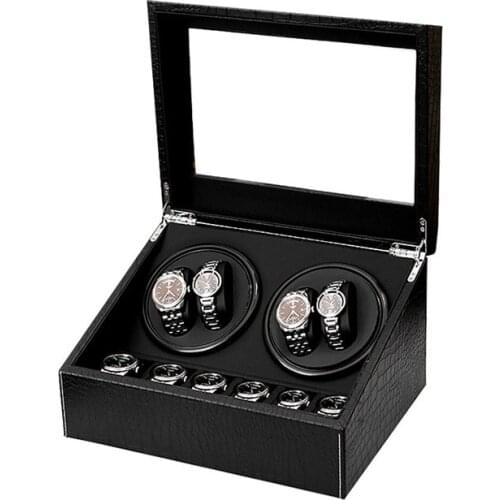 Watch Winders For Automatic Watches Luxury Mechanical Watch Winder 4+6 Storage Box Electric Motor Spin Cabinet Crocodile Pattern