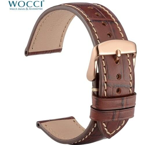 WOCCI Watchband for Men Women 18mm 19mm 20mm 21mm 22mm Watch Band Strap Bracelet Replacement Belt Luxury Stylish Brown Wristband
